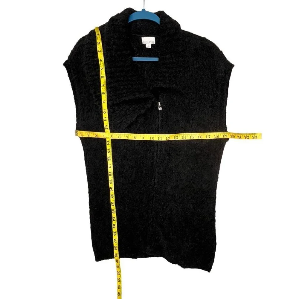 Holistia Alpaca Blend Zip Vest Black Shawl Collar Large
